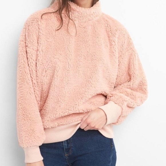 GAP Sweaters - EUC, Gap Sherpa Pullover Sweater, Pink, Women's Size 2XL, with Mockneck